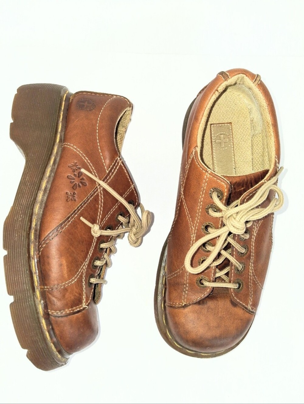 Vintage Dr. Martens Y2K Rare Daisy Leather Chunky Platform Oxford Shoes Size 8